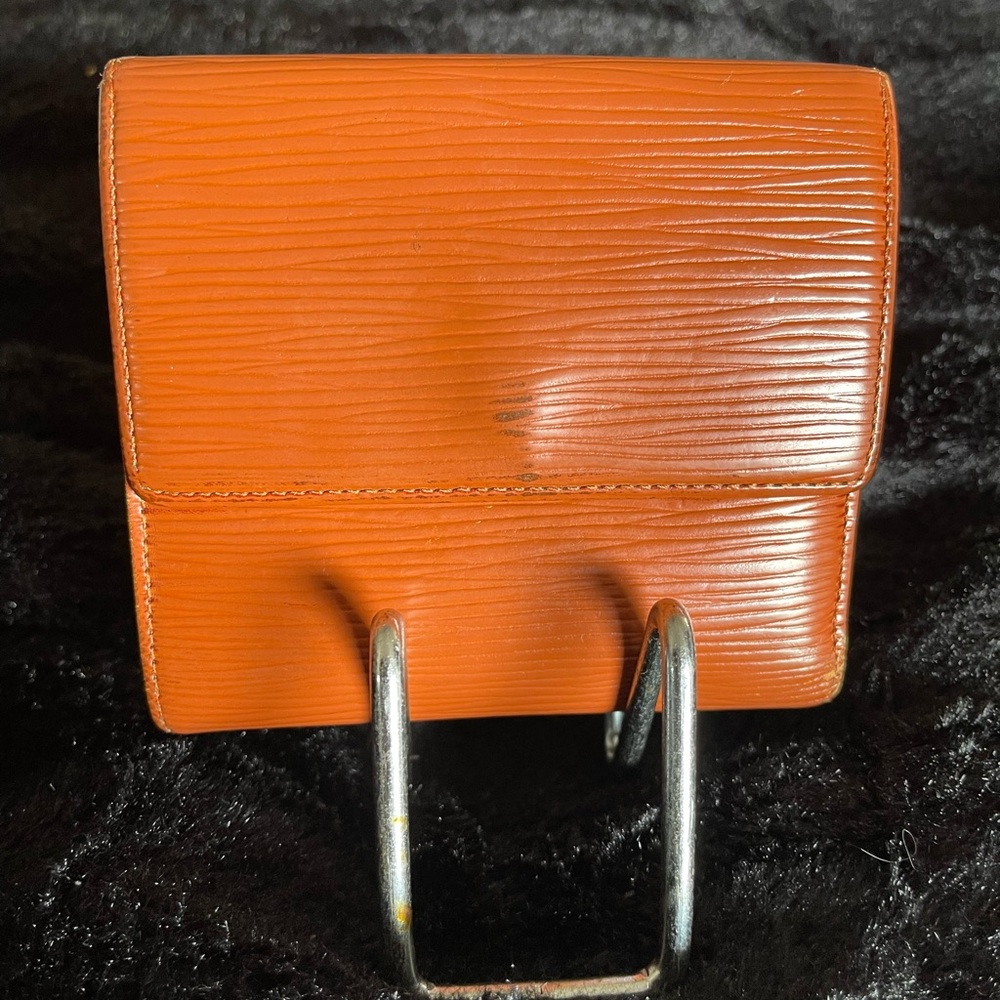Authentic, Louis Vuitton, Orange Epi Leather Trifold Wallet-Coin Purse 4.5inx4in